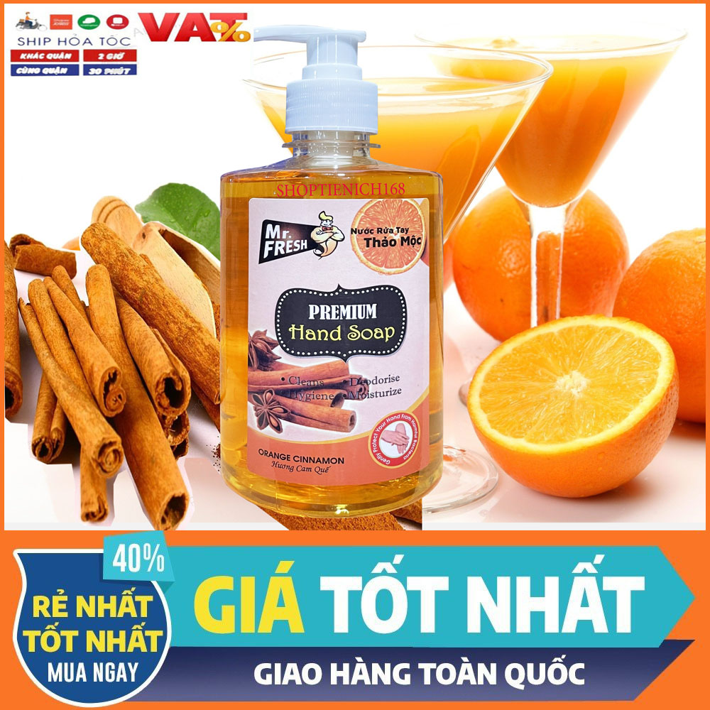 Nước rửa tay thảo mộc Premium Hand Soap Mr Fresh 500ml - an toàn cho da tay