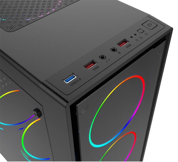 Vỏ Case máy tính gaming Forgame Mirage 2000 mặt kính cường lực (chưa có Fan)