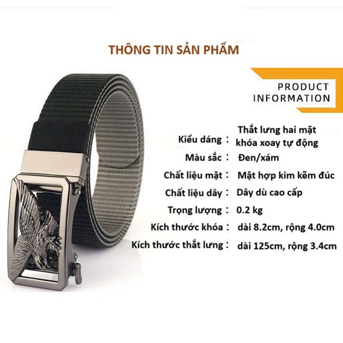 Dây nịt nam, thắt lưng nam dây dù cao cấp bền đẹp khóa đúc đặc tự động tiện lợi mẫu HOT