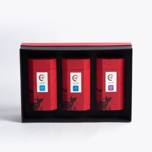 Hộp trà Tri Ân ( Hộp quà tặng Trà Việt ) Bộ 3 Hộp Trà Cao Cấp - Trà Ô Long - Trà Cổ Thụ - Trà Nõn Tôm