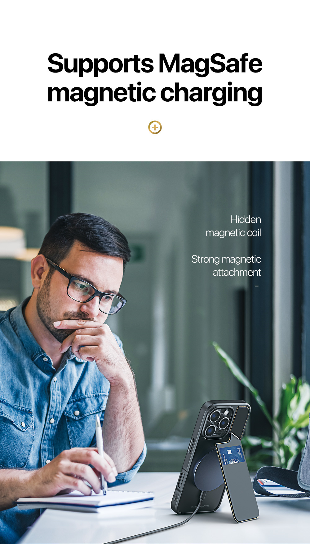 Ốp Lưng Da Dux Ducis Dành Cho iPhone 16 Pro Max/16 Pro/ 16 Plus/ 16, Sạc Từ Tính Magfit, Kiêm Giá Đỡ, Rafi II_ Hàng chính hãng