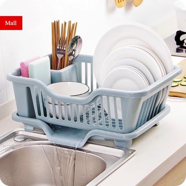 Kệ Rổ Úp Chén Có Khay Hứng Nước Nhựa Cao Cấp