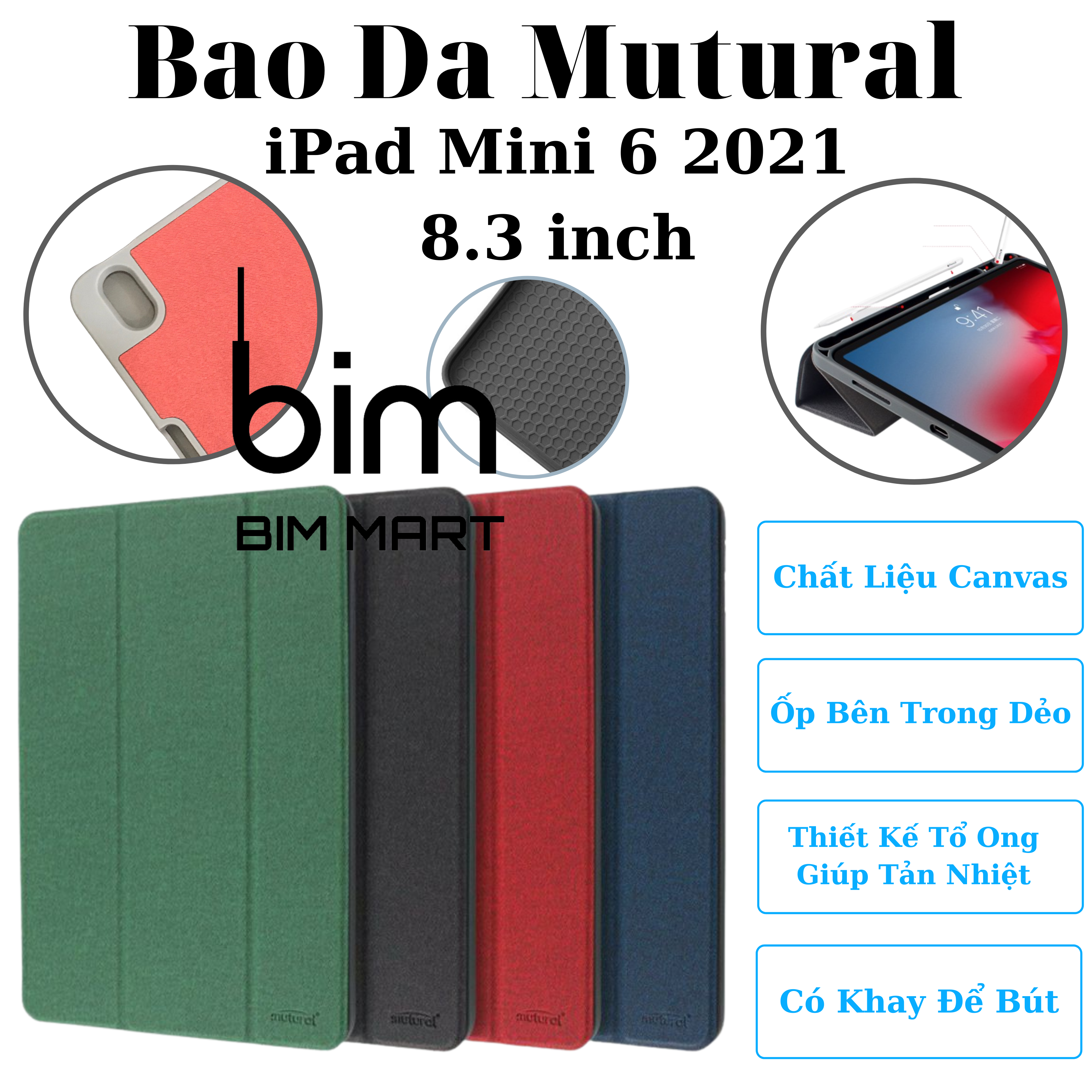 Bao da dành cho iPad Mini 6 2021 - 8.3 inch Mutural chống sốc - Hàng nhập khẩu