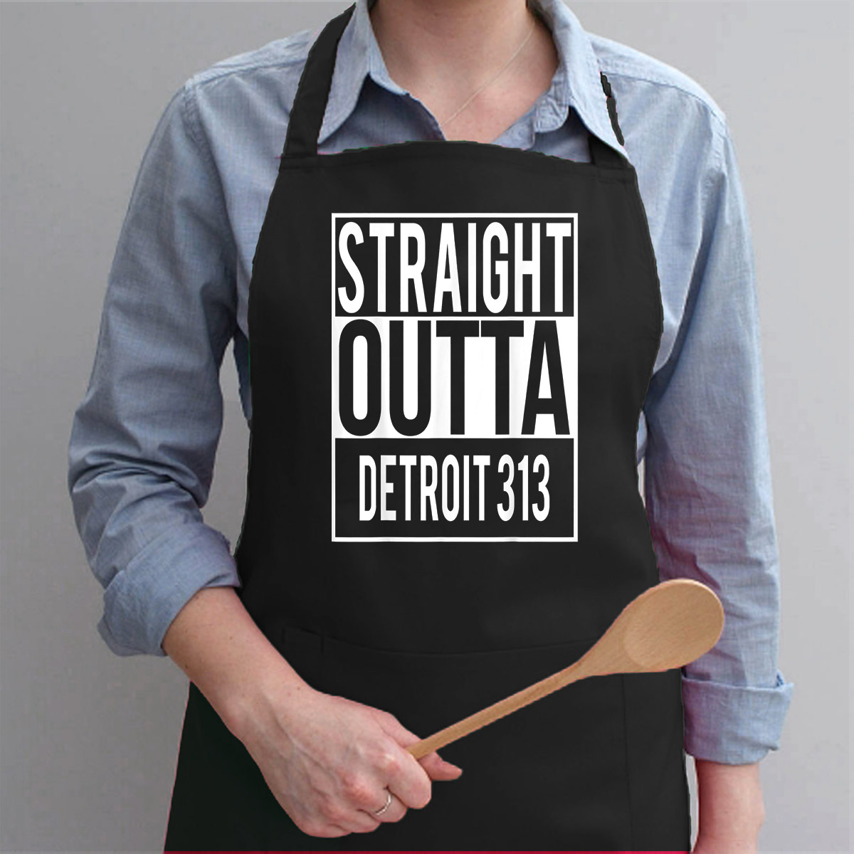 Tạp Dề Làm Bếp In Hình Straight Outta DETROIT 313- Hàng Cao Cấp