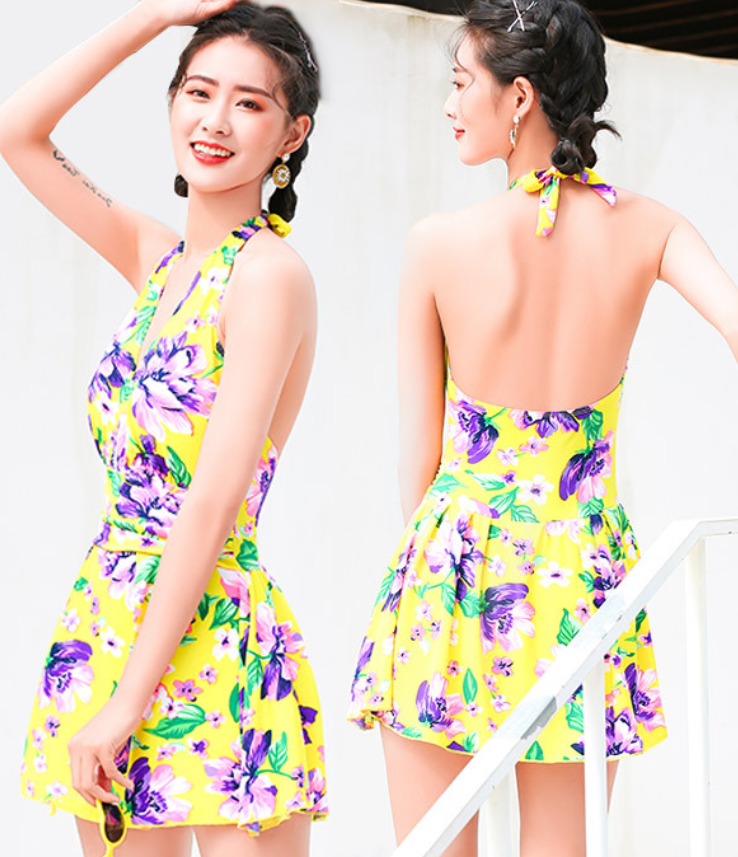 Đồ Bơi Nữ Một Mảnh Kiểu Váy Hoa Hở Lưng Gợi Cảm ATI27 MayHomes One-Piece Swimwear With Backless Top