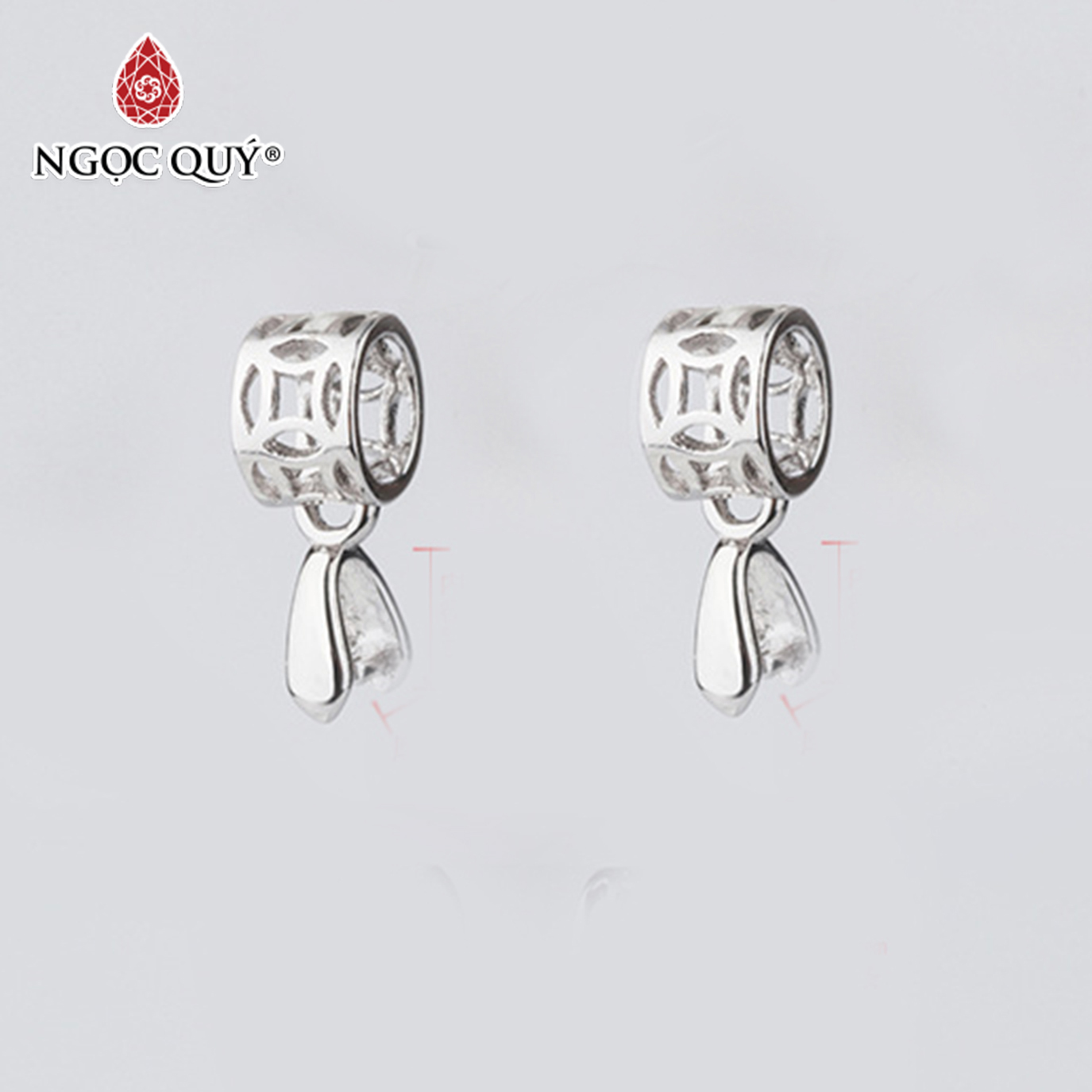 Charm bạc khoen kim tiền móc mặt dây chuyền - Ngọc Quý Gemstones