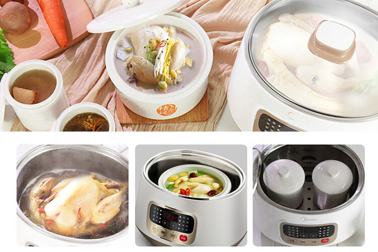 Midea (Midea) electric stew pot water stew stew pot stew pot soup pot WBZS162 white porcelain three gall bladder 1.6L steel bile 4.2L
