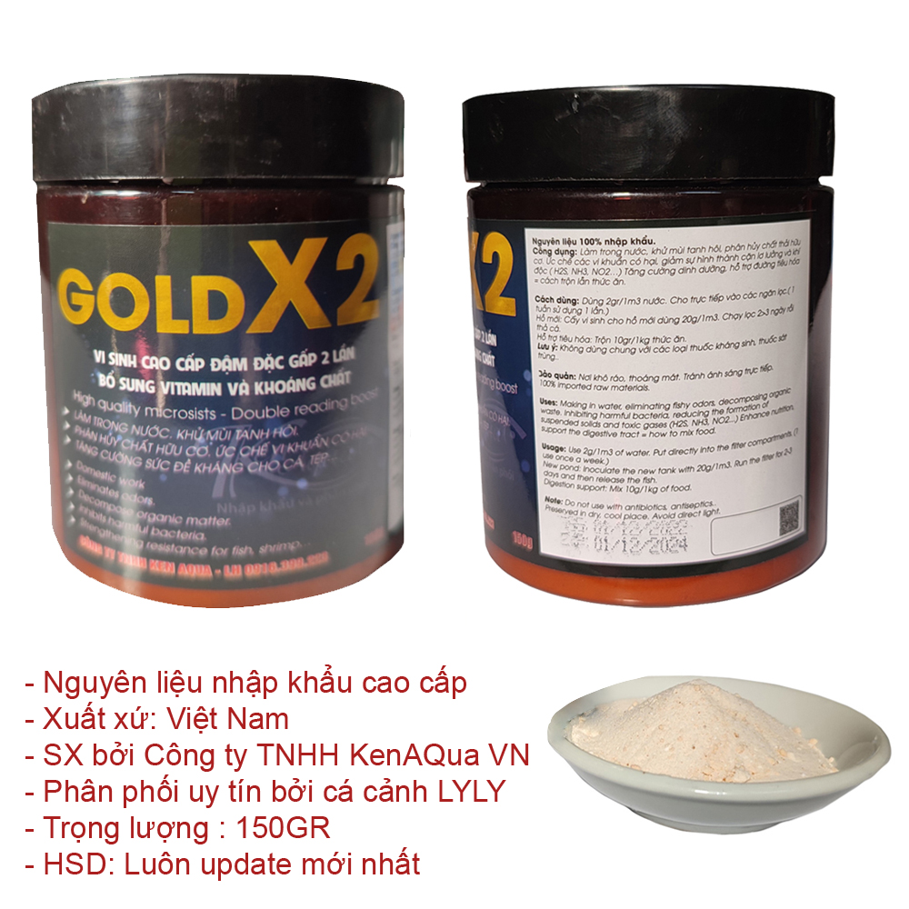 Men vi sinh Gold x2 150GR đậm đặc cao cấp, bổ sung Vitamin và khoáng chất, làm trong nước, khử tanh, phân hủy thức ăn dư thừa bể cá