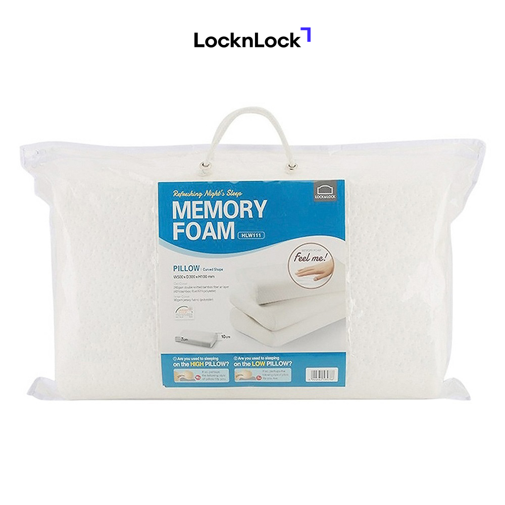 Gối Memory Foam 50D Hình Cong Lock&Lock HLW111 50 x 30 cm – Trắng