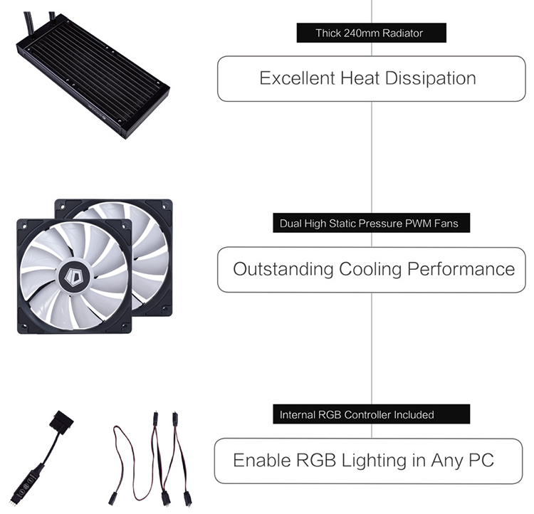 Tản nhiệt nước CPU ID-COOLING AURAFLOW X 240 - Hàng Chính Hãng