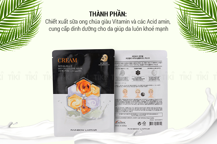 Hộp 11 Miếng Mặt Nạ Dưỡng Da Rainbow L’Affair Royal Jelly Bio Cellulose Mask