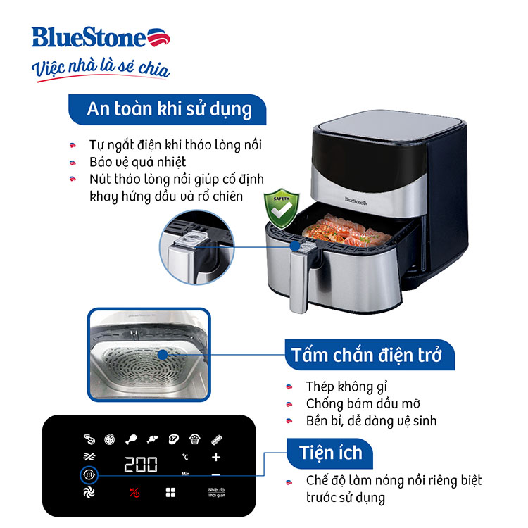 Nồi Chiên Không Dầu BlueStone AFB-5880 (5,5 Lít) - Hàng Chính Hãng