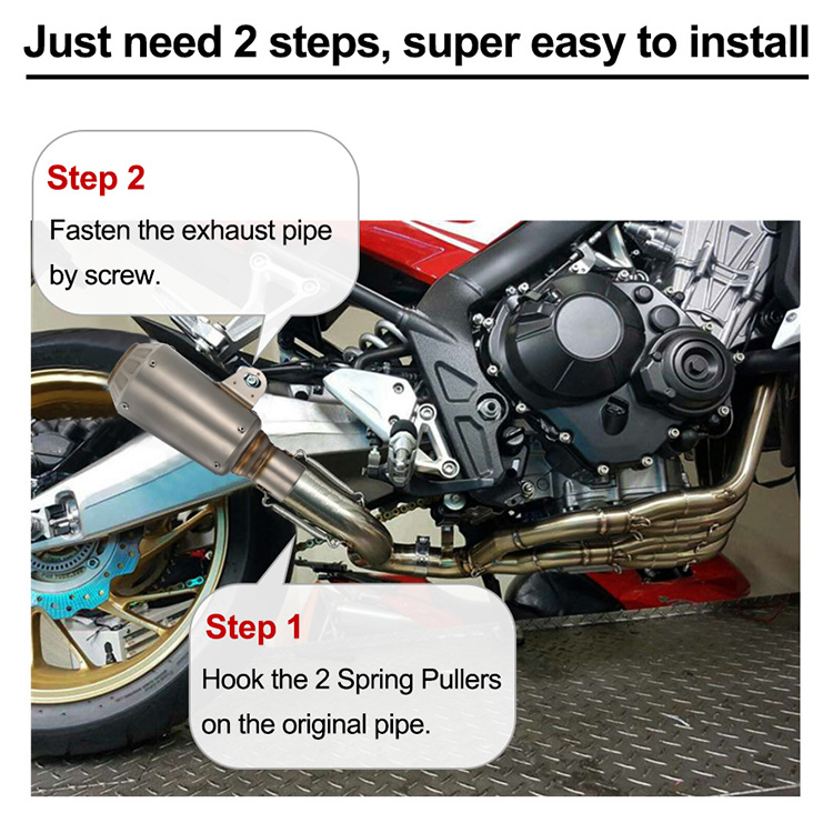 51mm Universal Motorcycle ATV Frosting Stainless Steel Exhaust Pipe Muffler - 51mm