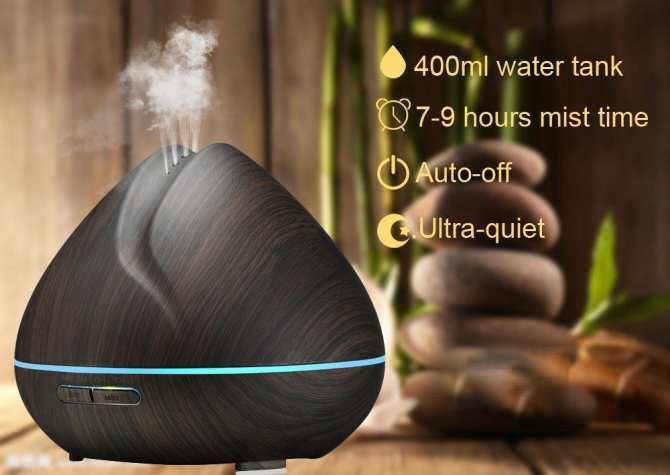 Máy Khuếch Tán Tinh Dầu Quả Đào Gỗ Nâu Lorganic Fx2025 + Tinh Dầu Sả Chanh Lgn0276 (10ml)