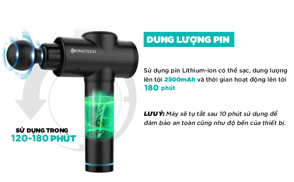 Máy Massage Cầm Tay Cao Cấp KINGTECH KH-720 Pro - 20 Cấp Độ, Hỗ Trợ Mát Xa Chuyên Sâu, Giảm Đau Cơ, Cứng Khớp - Bản Nâng Cấp