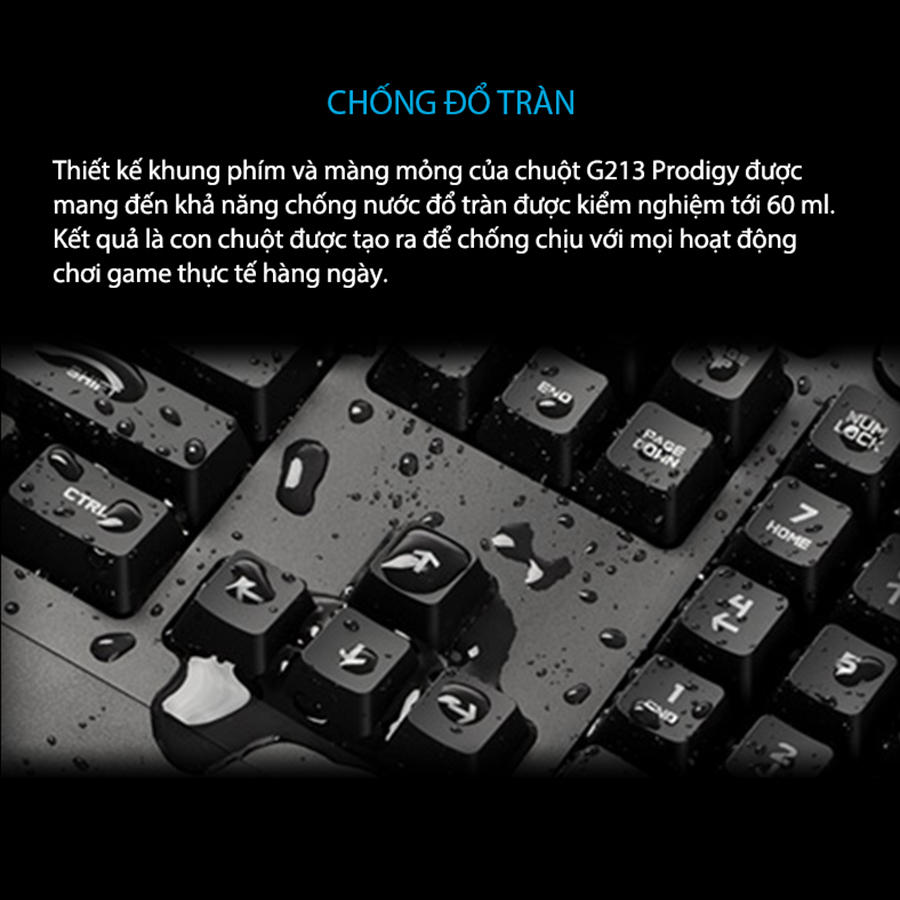 Bàn phím game có dây Logitech G213 Prodigy RGB Lightsync - Hàng chính hãng