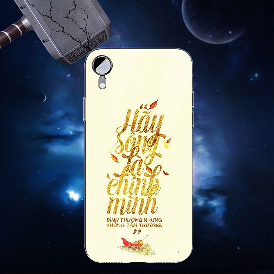 Ốp điện thoại kính cường lực cho máy iPhone XR - châm ngôn sống MS CNGON012