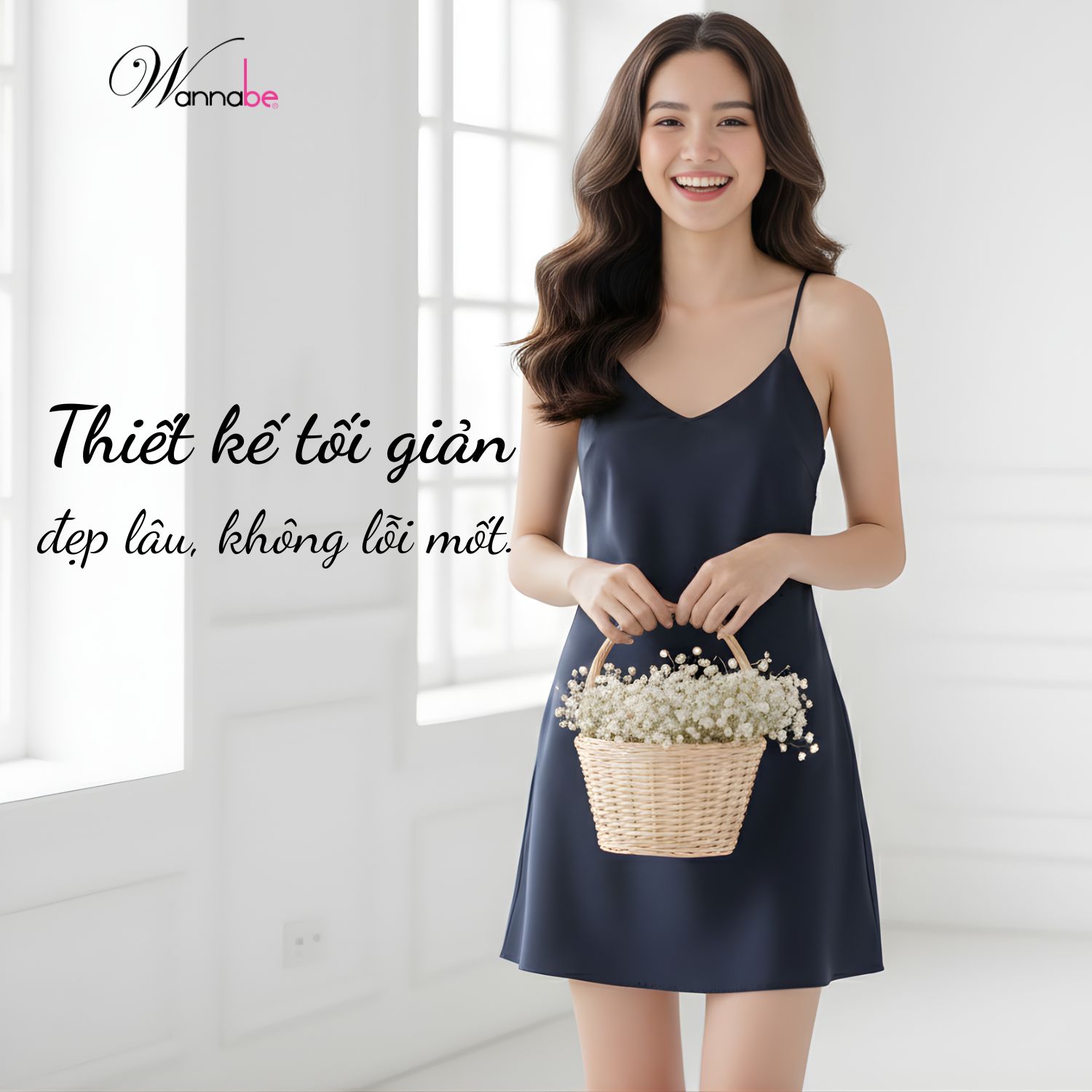 Đầm ngủ lụa WANNABE DN612 váy ngủ tối giản, 2 dây êm dịu thỏai mái, trẻ trung chăm sóc làn da, nâng niu giấc ngủ của bạn