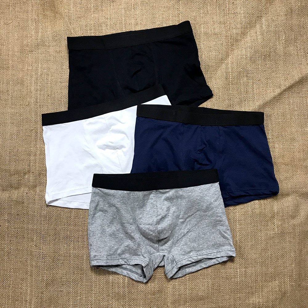 Combo 4 quần lót nam boxer thun cotton, sịp đùi nam đơn giản màu trơn, kiểu dáng boxer nam tính kết hợp thiết kế đơn giản trẻ trung