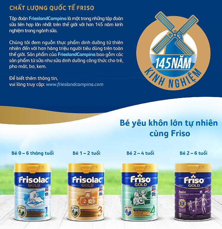 Sữa Bột Friso Gold 5 Dành Cho Bé Từ 4 Tuổi Trở Lên 900g