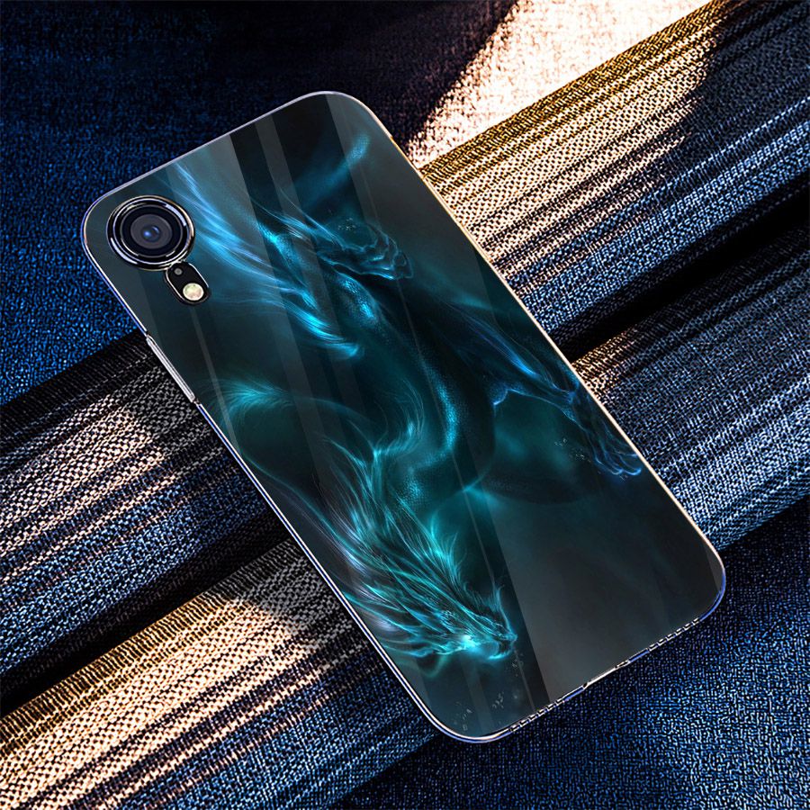 Ốp điện thoại kính cường lực cho máy iPhone XS MAX - long hổ MS LONG007
