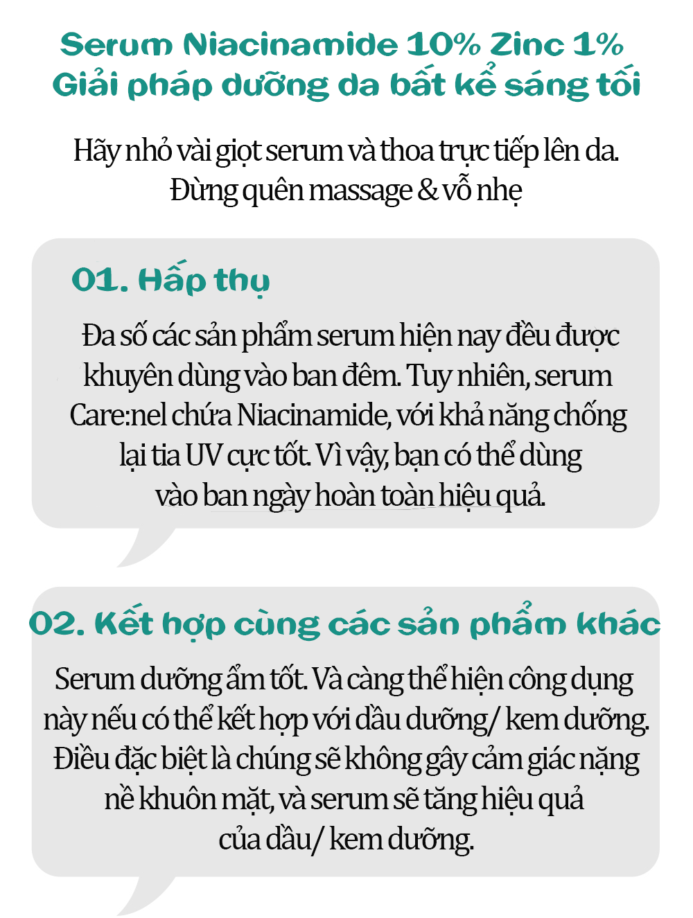 Serum cải thiện nám tàn nhang - ngừa lão hóa da - giảm mụn thâm - trắng sáng da Care nel Niacinamide 10% Zinc 1% Serum 12