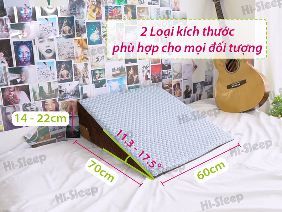 Gối nêm Hi-Sleep có 2 loại kích thước, phù hợp với tất cả mọi người