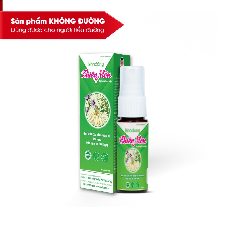 Bình Đông Thiên Môn xịt họng thảo mộc 20ml - Hỗ trợ các triệu chứng ho khan, ho có đờm