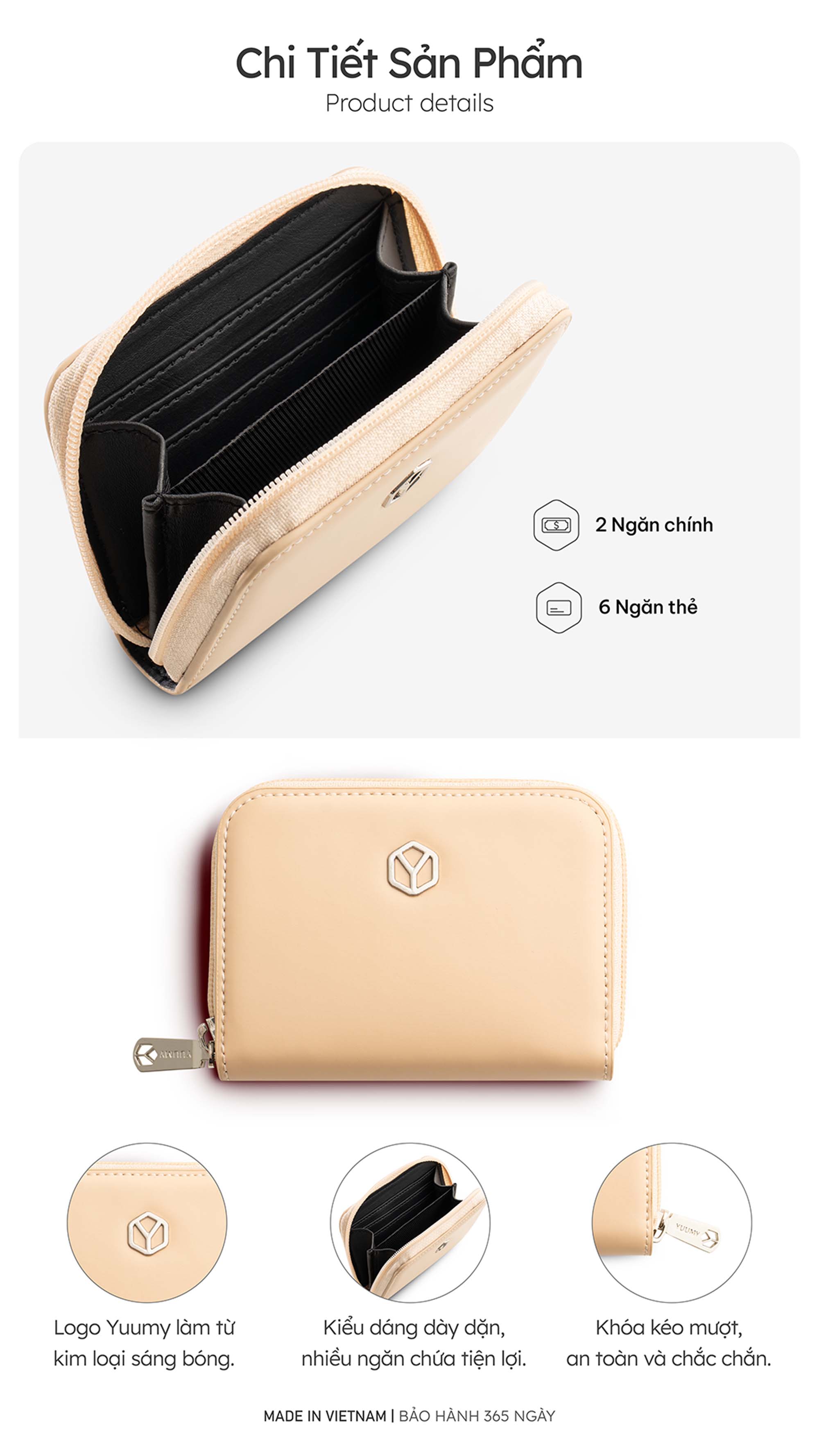 Ví Yuumy ( Thời trang nữ dáng cầm tay nhỏ gọn - Ví da Smooth YV120 )