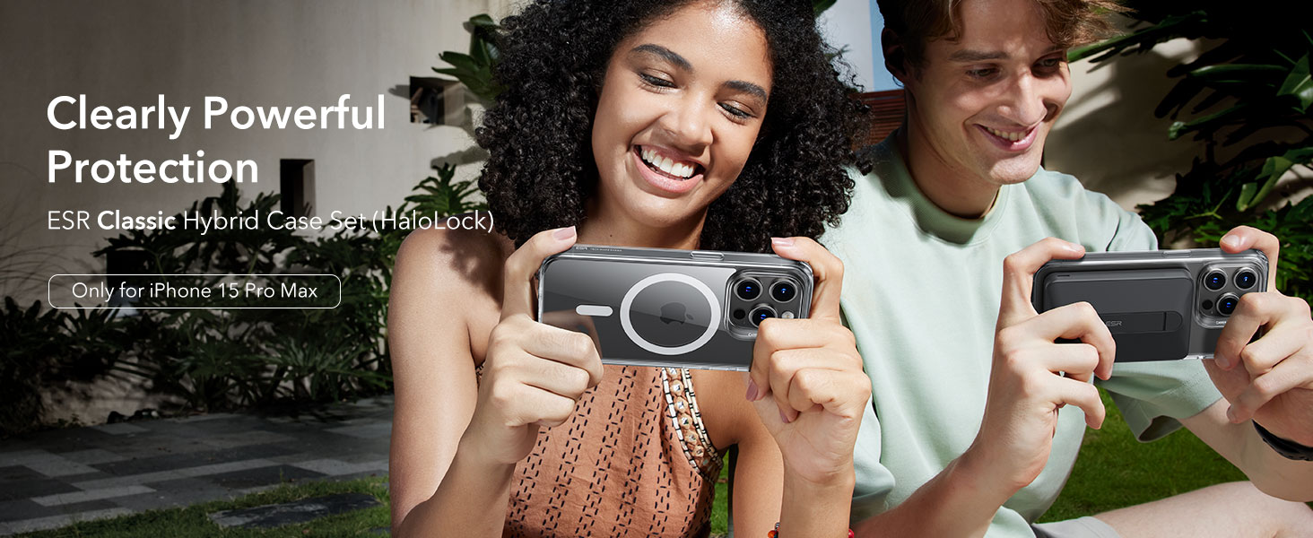 Ốp Lưng cho iPhone 15 Pro Max ESR Classic Hybrid Case with HaloLock - Hàng Chính Hãng