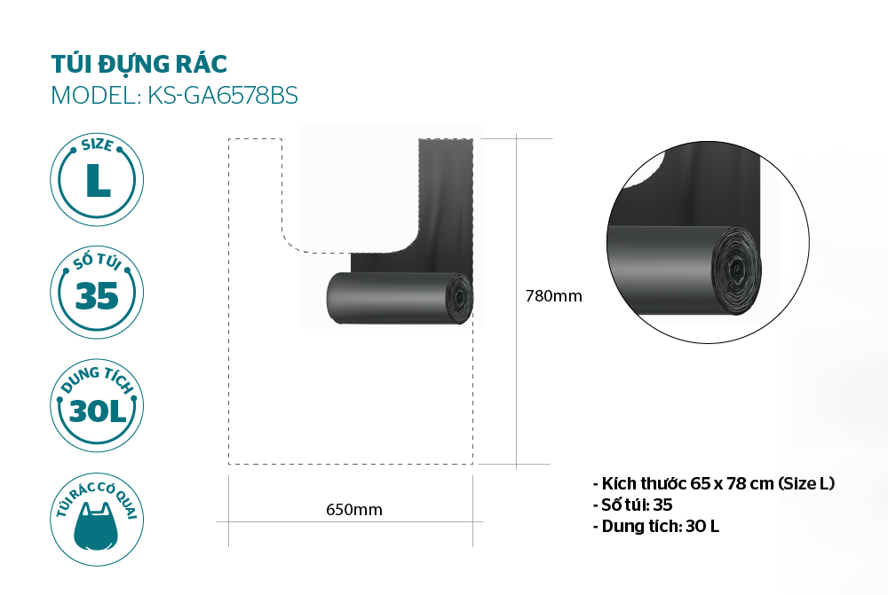 Túi đựng rác phân hủy sinh học Sunhouse KS-GA6578BS