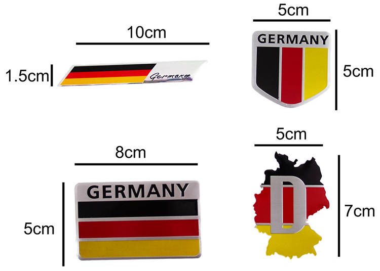 Set 4 Sticker Metal Cờ Đức