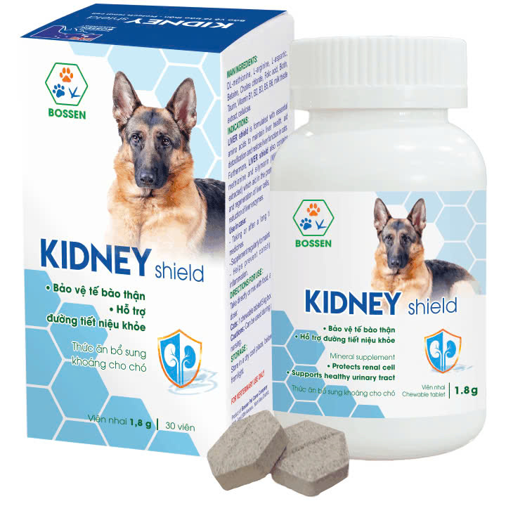 BOSSEN - KIDNEY Shield (dogs) Hỗ Trợ Chức Năng Thận cho Chó - Hộp 12 viên