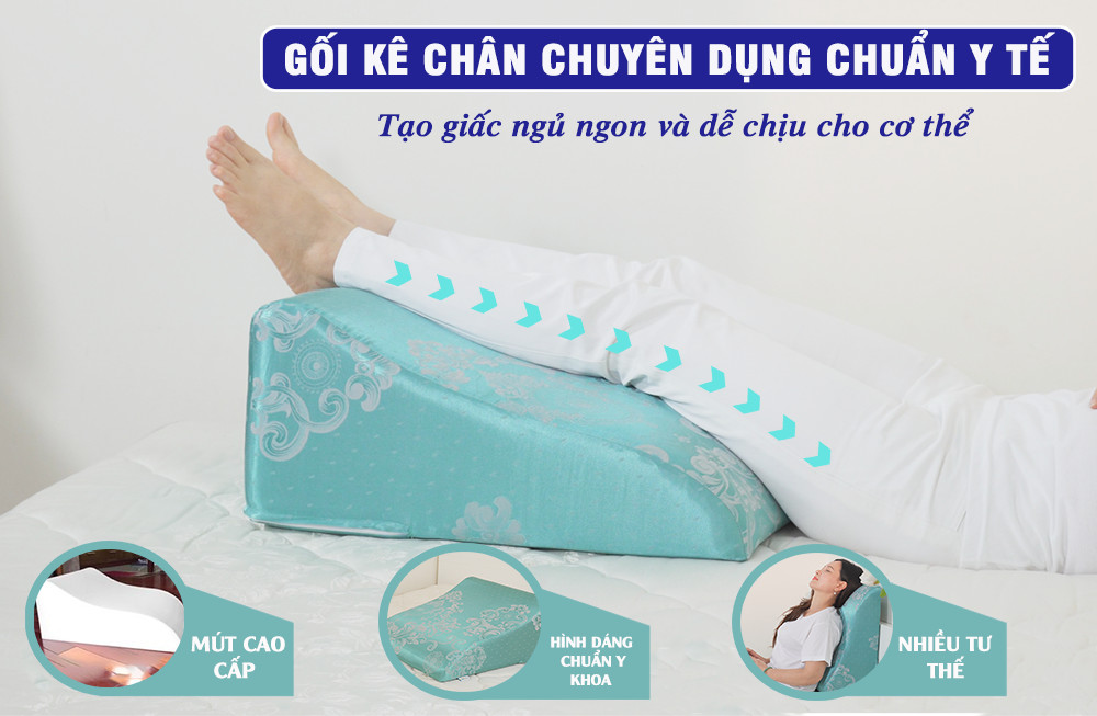 Gối kê chân chống giãn tĩnh mạch YOROKOBI cao 25cm dành cho người đau nhức chân, tiểu đường, tê bì, vọp bẻ, kiến bò, mẹ bầu phù chân tích nước - hàng thương hiệu - MÀU VÀNG KIM TƠ LỤA