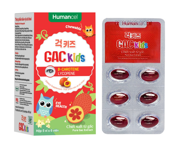 viên nhai bổ mắt trẻ em gac kids - chiết xuất từ gấc (hộp 30 viên) 1