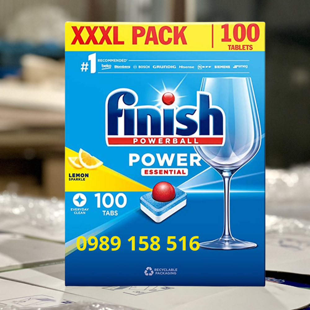 combo Viên rửa bát finish all in one 100 viên + Muối rửa bát finish 1.5kg  cho Máy rửa bát