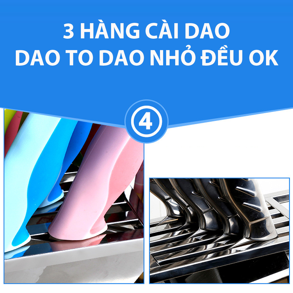 kệ cài dao thớt inox 304 kèm ống đũa