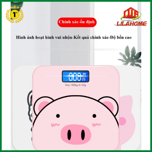 cân điện tử sức khỏe hình heo con màu hồng cực xinh lilahome, độ chính xác cao- hàng chính hãng 4