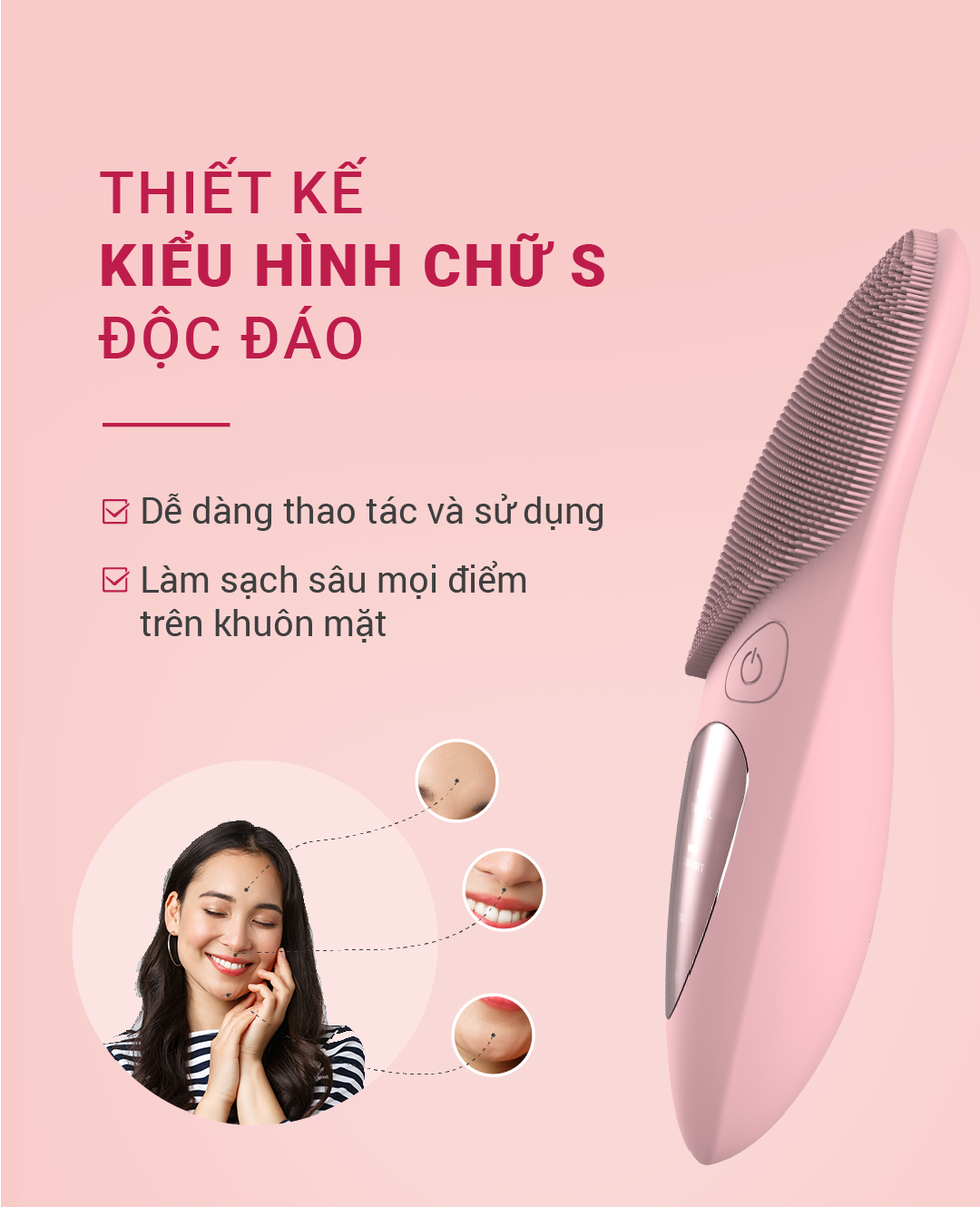 Máy Rửa Mặt Silicone Siêu Mềm Life360 LE-MRM22 với 5 Chế Độ Rửa Mặt Sạch Sâu, Massage và Chườm nóng vùng mắt - Đỏ