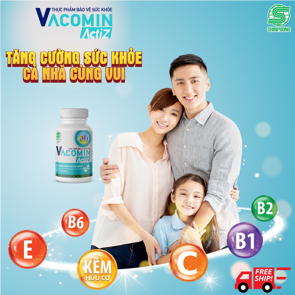 Thực Phẩm Bảo Vệ Sức Khỏe bổ sung vitamin tổng hợp, vitamin nhóm B, E, C và Kẽm hữu cơ Shinpoong Vacomin ActiZ - Hộp 60 viên 3