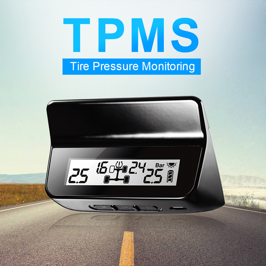 Steelmate ET-640AE DIY TPMS Car Tire Pressure Monitoring System with LCD Display 4 Valve-cap Sensors Bar PSI Unit