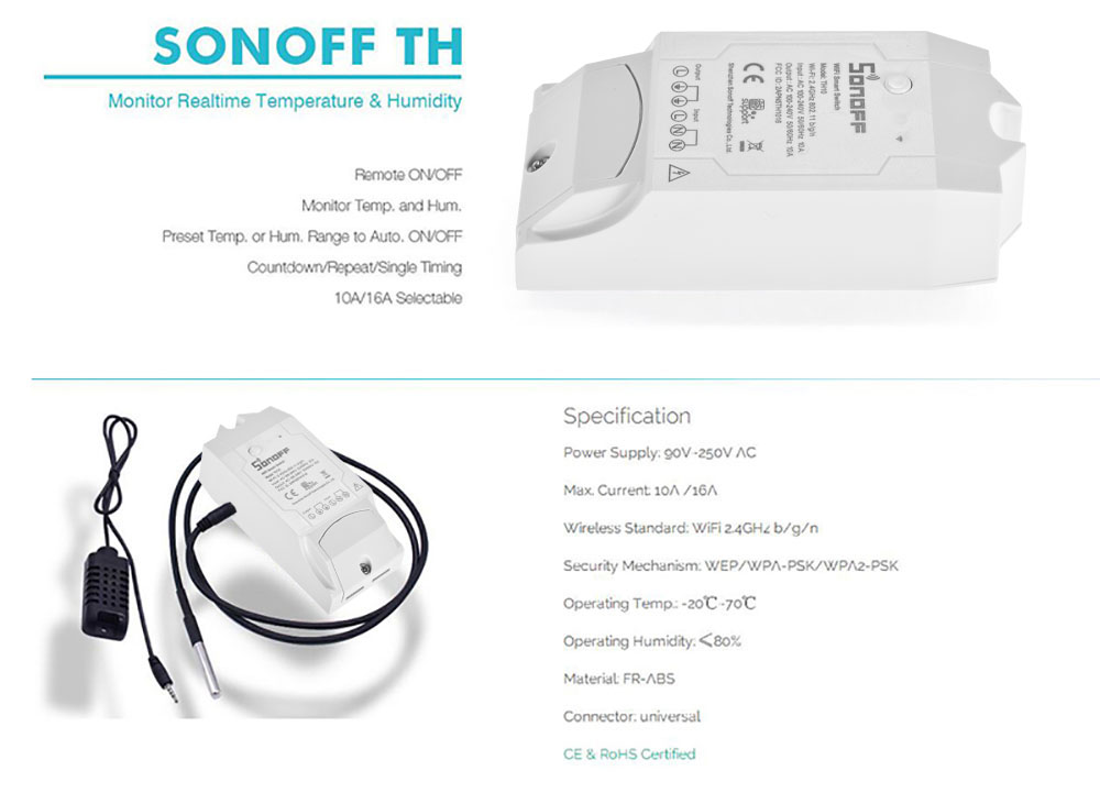 Công Tắc Thông MInh Cảm Biến Sonoff TH10 Công Tắc Thông MInh Cảm Biến Sonoff TH10