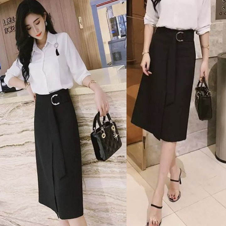 Chân váy nữ NEW DESIGN dáng dài thanh lịch vải kaki thun co giãn