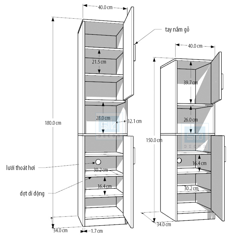 Tủ Gỗ Để Giày Dép, Đồ Dùng Khác Đa Chức Năng Cho Không Gian Hẹp Thương Hiệu SIB Decor TG14