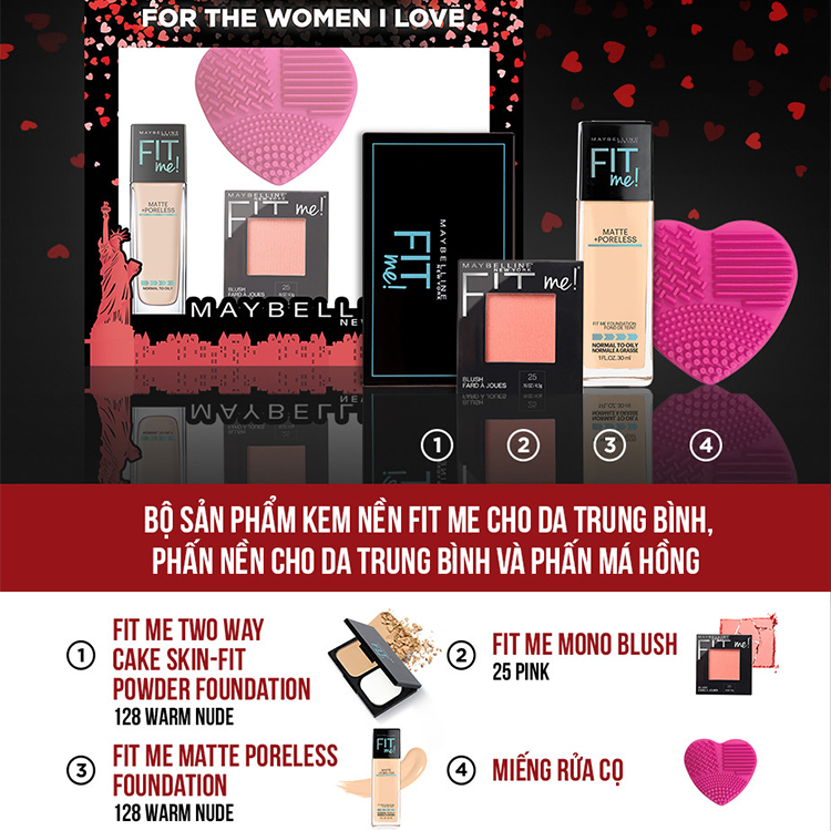 Bộ Quà Tặng Trang Điểm Nền Mịn Lì Rạng Rỡ Fit Me Maybellline New York