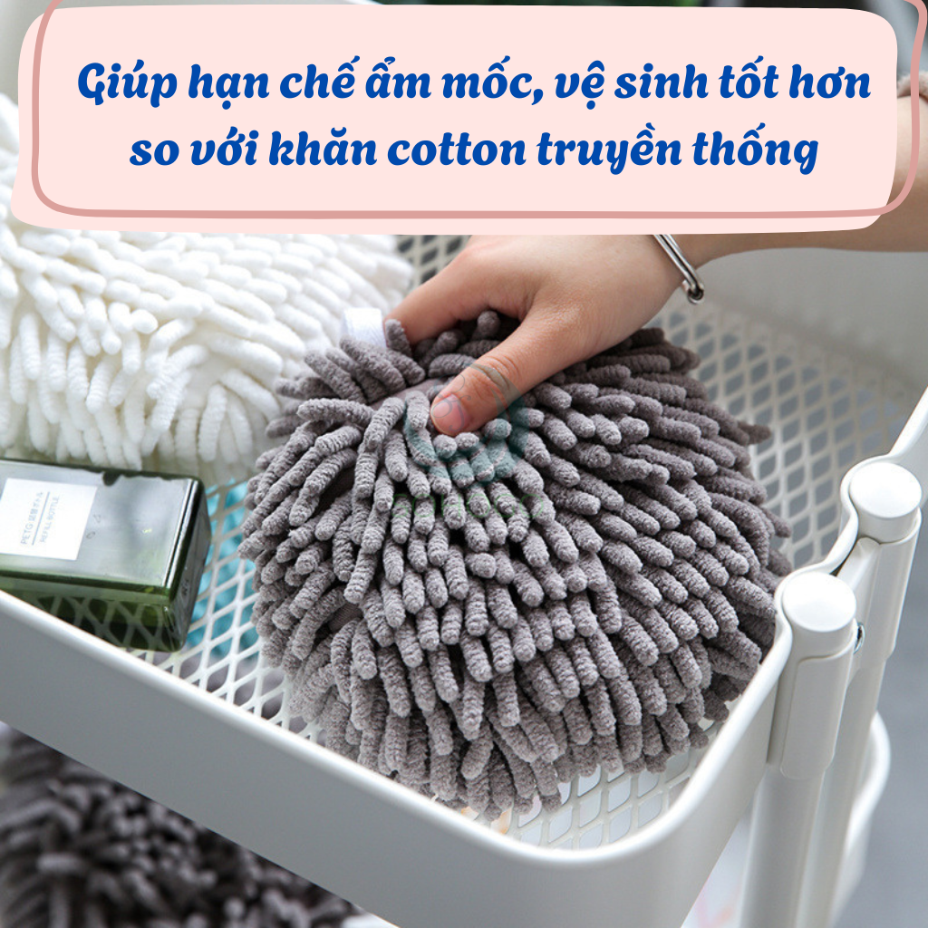 Khăn Lau Tay Treo Tường Microfiber  -	Khăn Lau Tay Siêu Mềm Dạng Tròn Treo Nhà Bếp/Nhà Tắm -	Khăn Treo Tường Dạng Tua Mềm Mại -	Khăn Lau Tay Thấm Hút Hình Quả Cầu Khăn Lau Tay Decor Gắn Tường Microfiber
