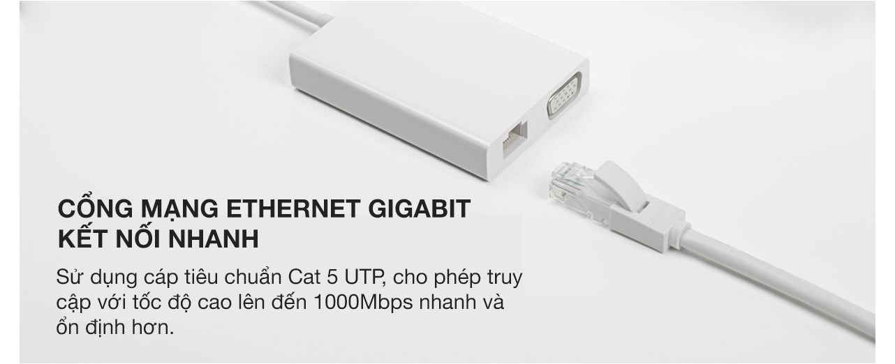 Bộ Chuyển Đổi Xiaomi USB-C To VGA And Gigabit Ethernet JGQ4005TY - Hàng Chính Hãng