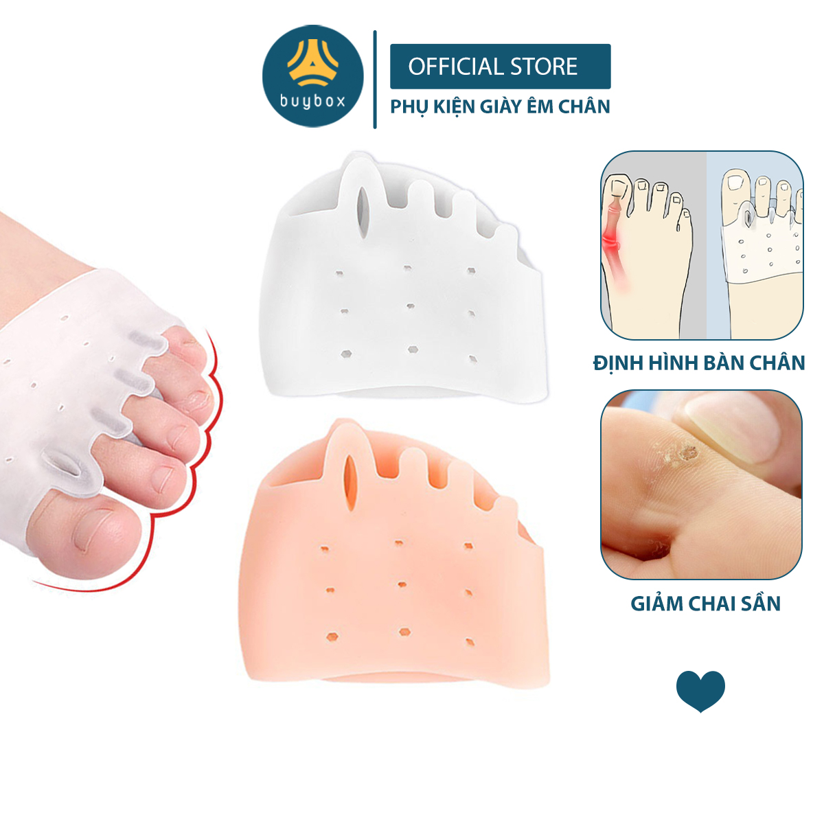 Combo 3 cặp vớ silicone tổ ong thoáng khí giúp tách các ngón chân khi mang giày bít mũi - BuyBox - BBPK276