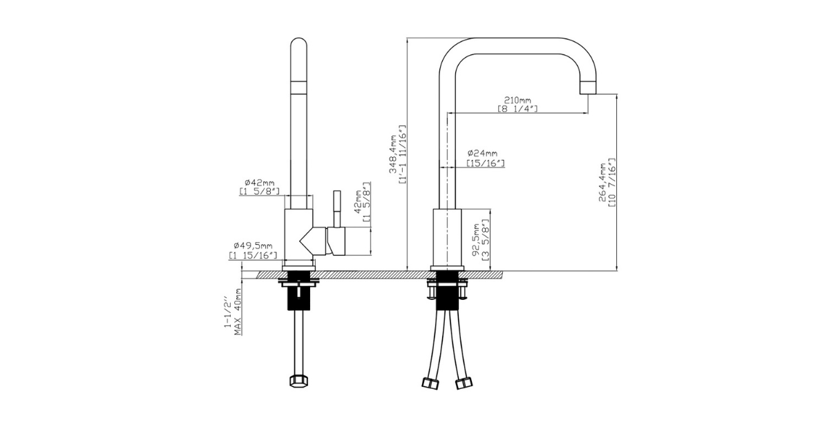 Thông số kỹ thuật vòi rửa chén nóng lạnh EF-K128S