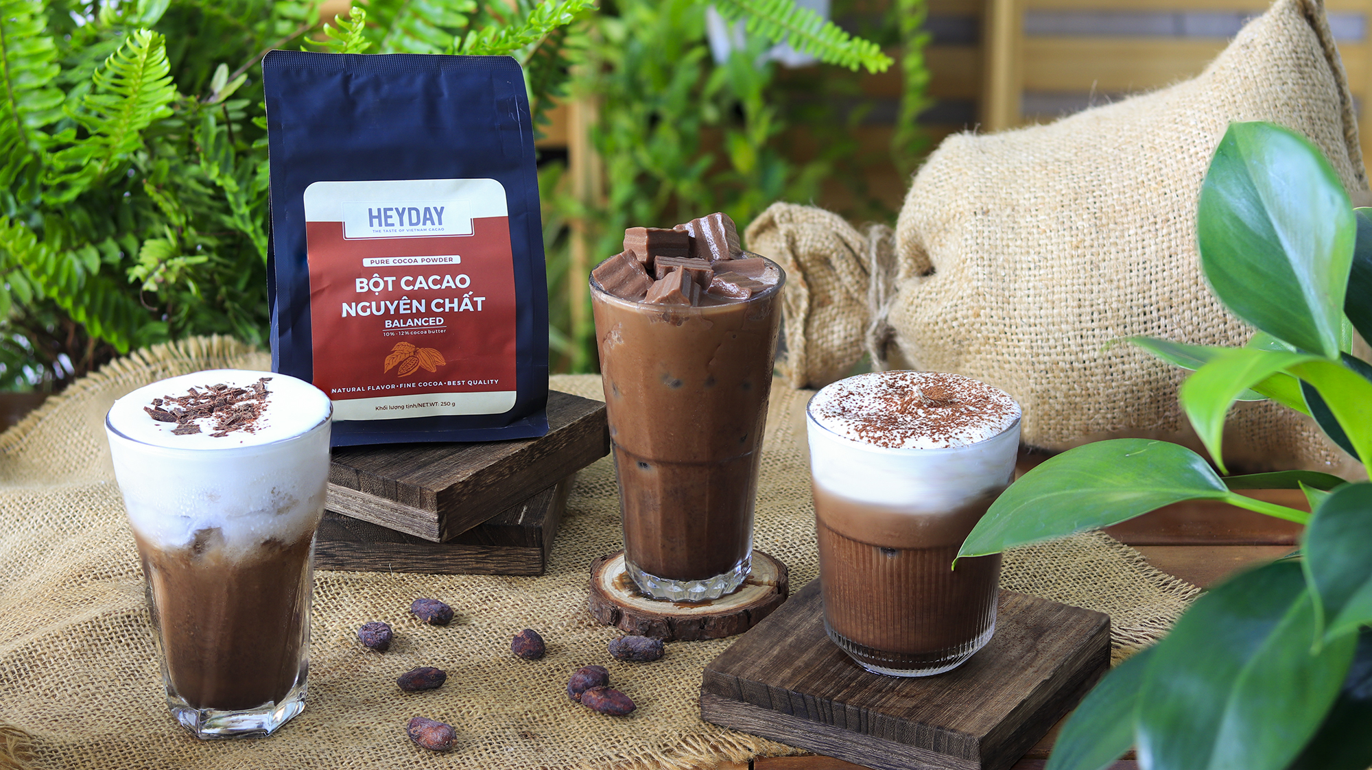 Bột cacao nguyên chất 100% Việt Nam - Dòng Balanced phổ thông túi 500g -  Chuyên dùng làm bánh, pha chế cho quán cà phê - Heyday Cacao